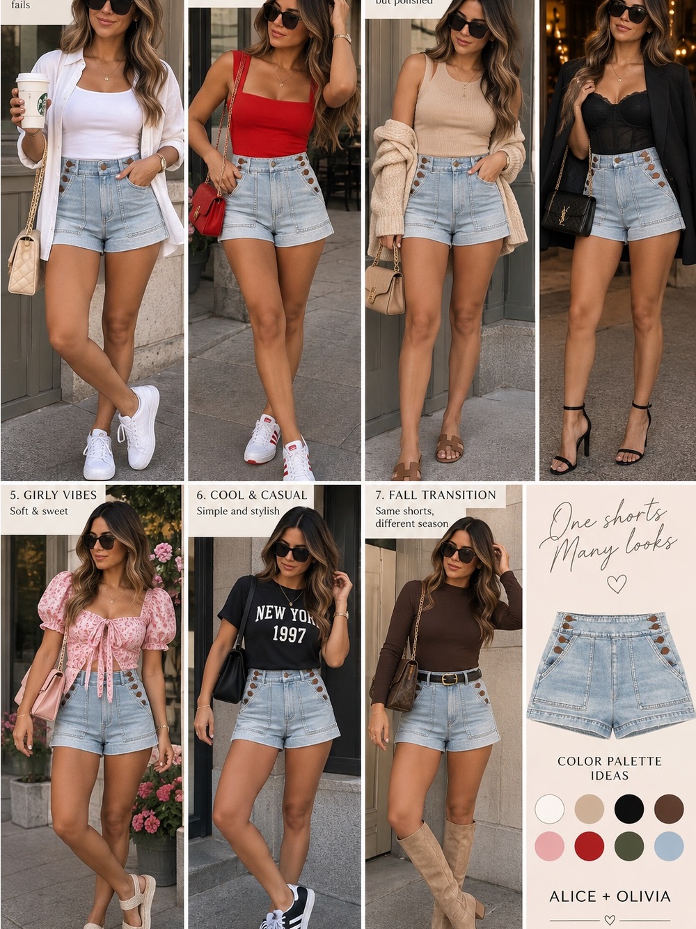 Alice + Olivia Light Blue High-Rise Button-Accent Denim Shorts